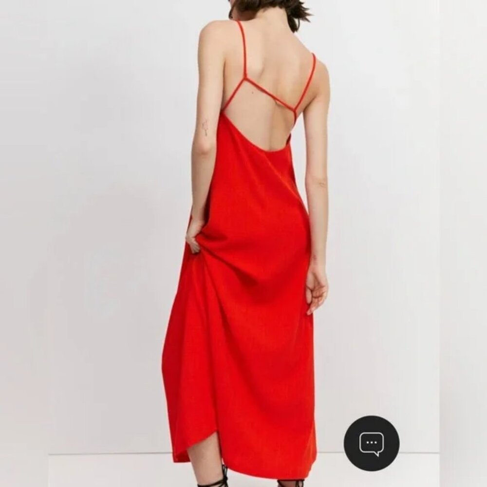 NEW H&M Textured Slip Dress Bright Red Size M! RARE!
